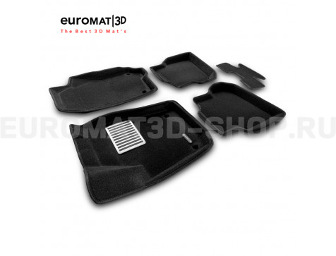 Текстильные 3D коврики Euromat3D Lux в салон для Volkswagen Polo (2010-2020) № EM3D-005416