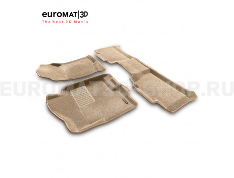 Текстильные 3D коврики Euromat3D Business в салон для Cadillac Escalade (2007-2014) № EMC3D-001302T Бежевые