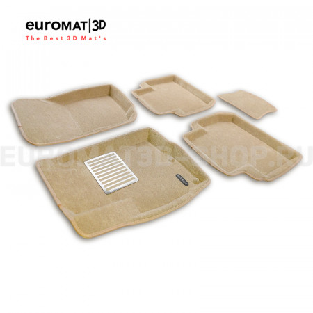 Текстильные 3D коврики Euromat3D Lux в салон для Citroen C-Crosser № EM3D-003609T Бежевые