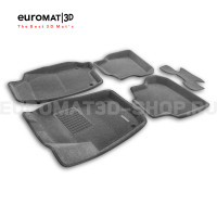 Текстильные 3D коврики Euromat3D Business в салон для Volkswagen Polo SD/HB (2010-) № EMC3D-005416G Серые