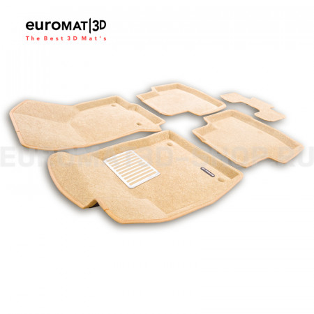 Текстильные 3D коврики Euromat3D Lux в салон для Audi Q3 (2020-) № EM3D-001115T Бжевые